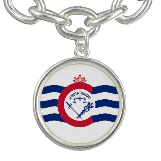 Patriotic charm bracelet with Flag of Cincinnati