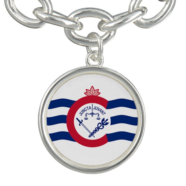 Patriotic charm bracelet with Flag of Cincinnati (Design)