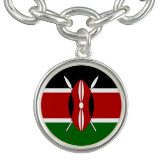 Patriotic charm bracelet with Flag of Kenya