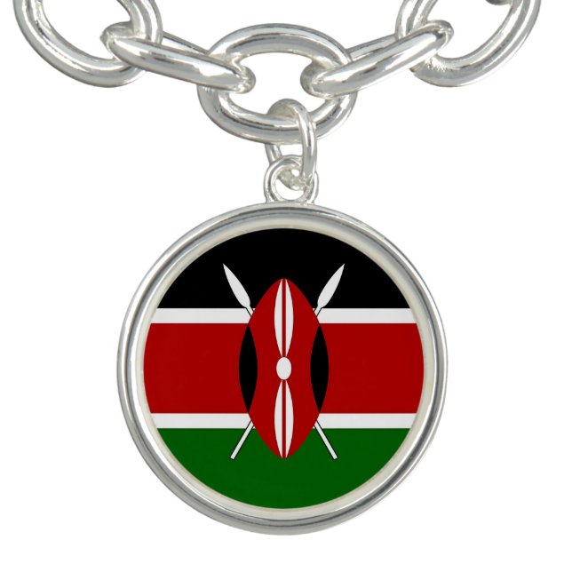 Patriotic charm bracelet with Flag of Kenya (Design)