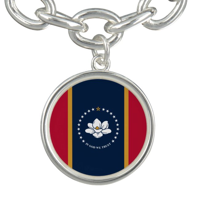 Patriotic charm bracelet with Flag of Mississippi (Design)