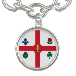 Patriotic charm bracelet with Flag of Montreal