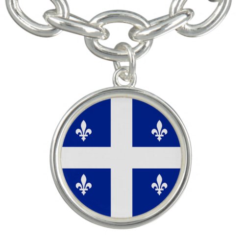 Patriotic charm bracelet with Flag of Quebec