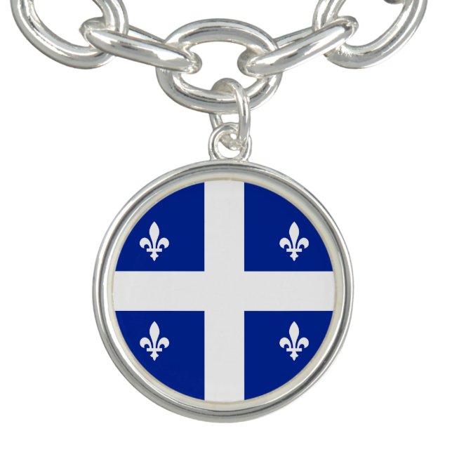 Patriotic charm bracelet with Flag of Quebec (Design)