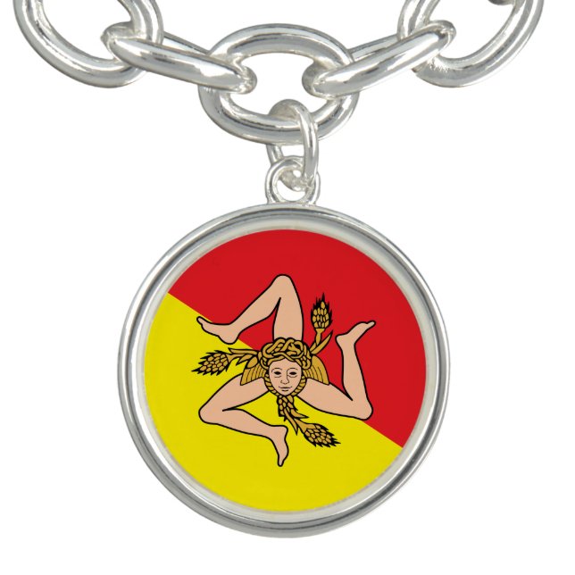 Patriotic charm bracelet with Flag of Sicily (Design)