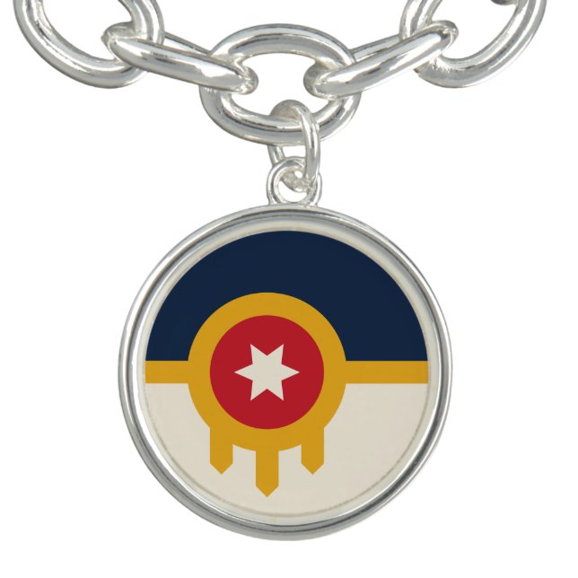 Patriotic charm bracelet with Flag of Tulsa City (Design)