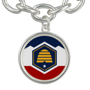 Patriotic charm bracelet with Flag of Utah, USA