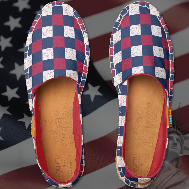 Patriotic Check - red white and blue Espadrilles (Patriotic Check - red white and blue Espadrilles)