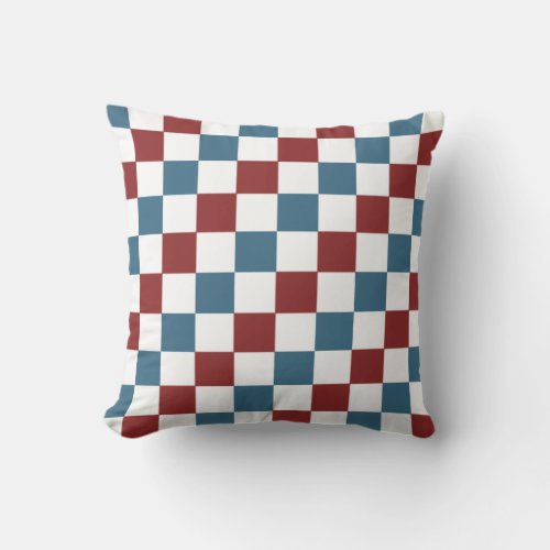 Patriotic Checker Pattern Throw Pillow