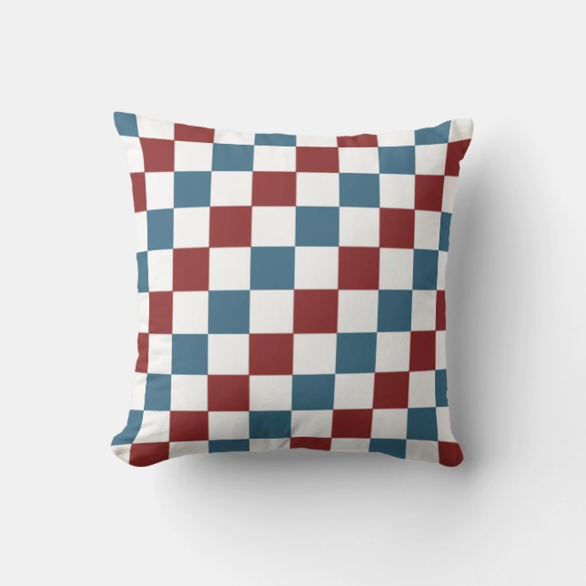 Patriotic Checker Pattern Throw Pillow (Front)