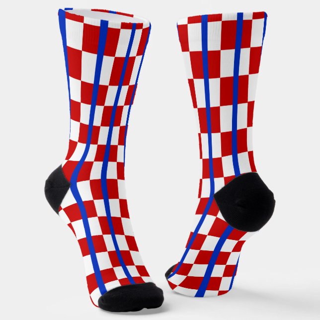 Patriotic Checker Stripe Crew Socks (Angled)