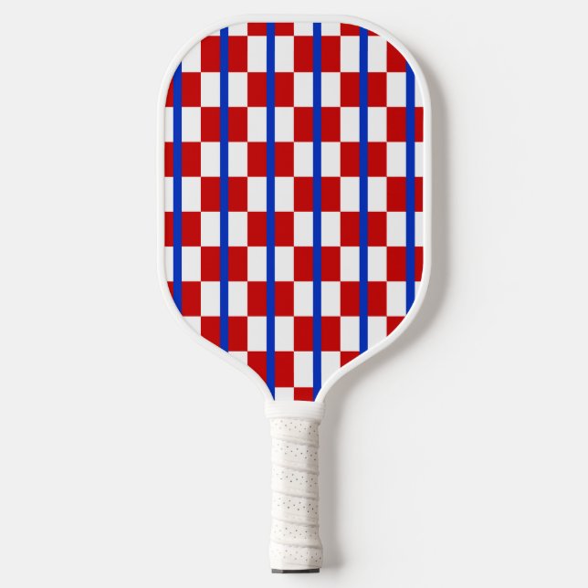 Patriotic Checker Stripe Pickleball Paddle (Front)