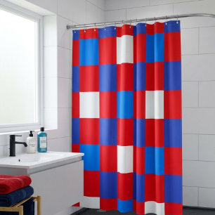 Patriotic Checker Stripe Shower Curtain
