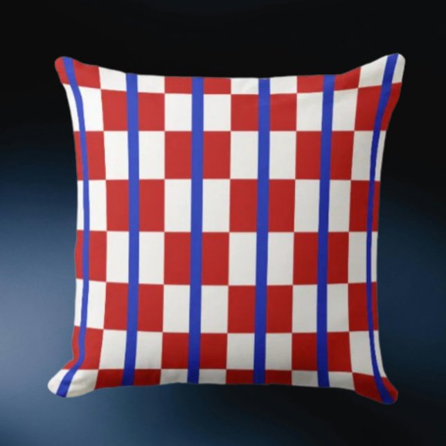 Patriotic Checker Stripe Throw Pillow (Creator Uploaded)
