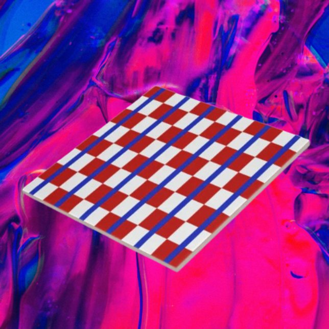 Patriotic Checkerboard Ceramic Tile (Creator Uploaded)