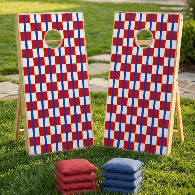 Patriotic Checkerboard Cornhole Set (Creator Uploaded)