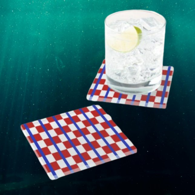 Patriotic Checkerboard Drink Coaster (Creator Uploaded)