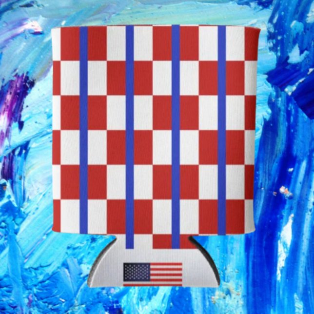 Patriotic Checkerboard Stripe Beverage Cooler (Creator Uploaded)