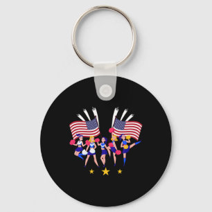 Patriotic Cheer Squad Cheerleader Usa Flag Cheerle Keychain