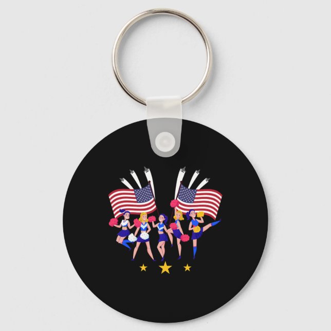 Patriotic Cheer Squad Cheerleader Usa Flag Cheerle Keychain (Front)