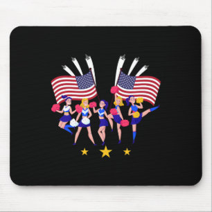 Patriotic Cheer Squad Cheerleader Usa Flag Cheerle Mouse Pad