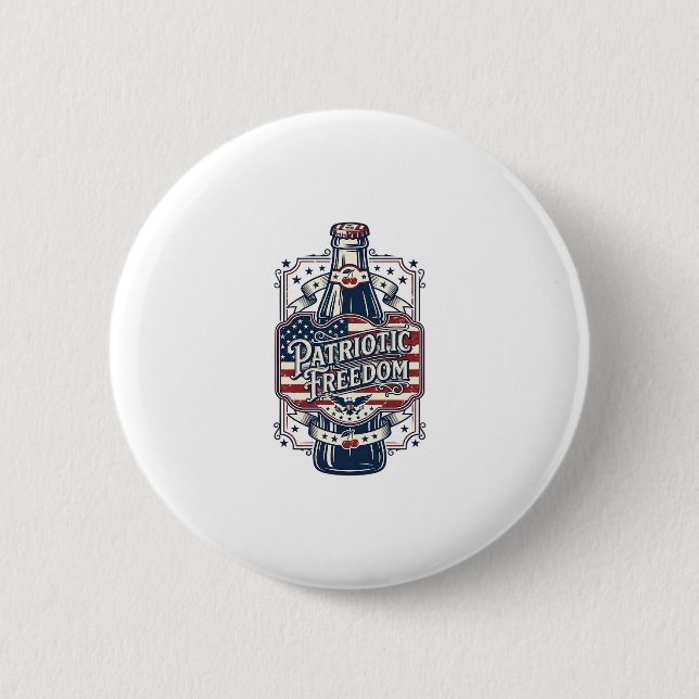 Patriotic Cherry Soda Retro Vector Graphic Tee_1 Button (Front)