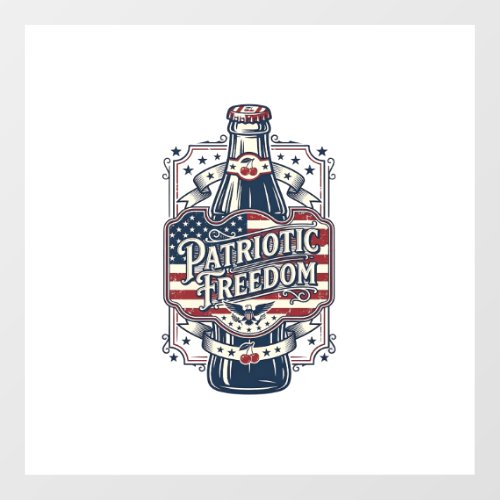 Patriotic Cherry Soda Retro Vector Graphic Tee_1 Floor Decals