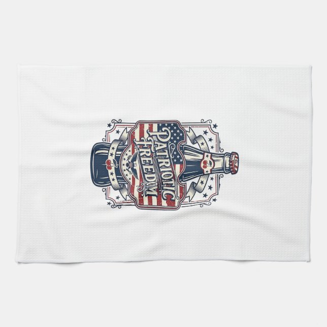 Patriotic Cherry Soda Retro Vector Graphic Tee_1 Kitchen Towel (Horizontal)