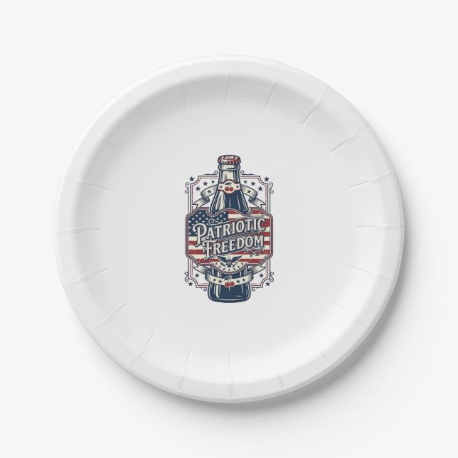 Patriotic Cherry Soda Retro Vector Graphic Tee_1 Paper Plates (Front)