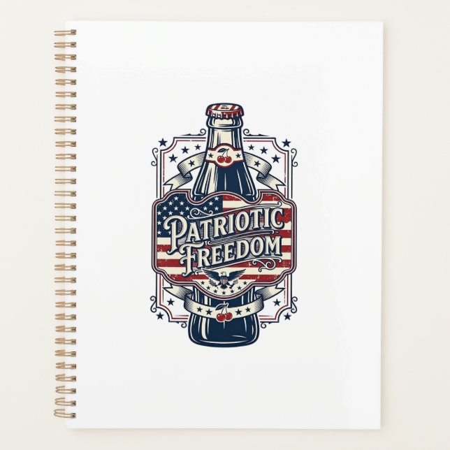 Patriotic Cherry Soda Retro Vector Graphic Tee_1 Planner (Front)