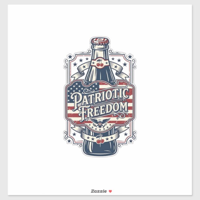 Patriotic Cherry Soda Retro Vector Graphic Tee_1 Sticker (Sheet)