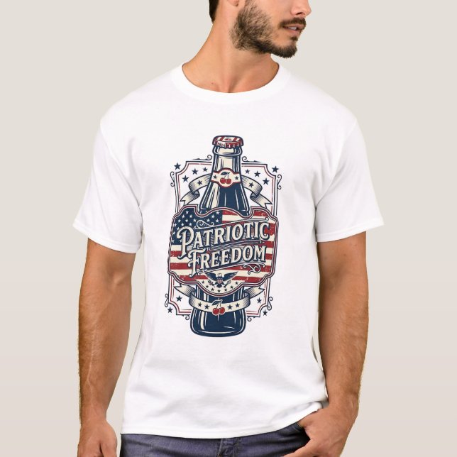 Patriotic Cherry Soda Retro Vector Graphic Tee_1 T-Shirt (Front)