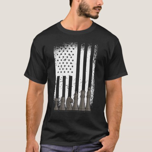 Patriotic Chess Player American Usa Flag  Chess T_Shirt