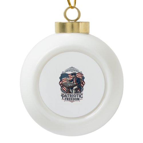 Patriotic Chess Player Vector Graphic Tee Ceramic Ball Christmas Ornament