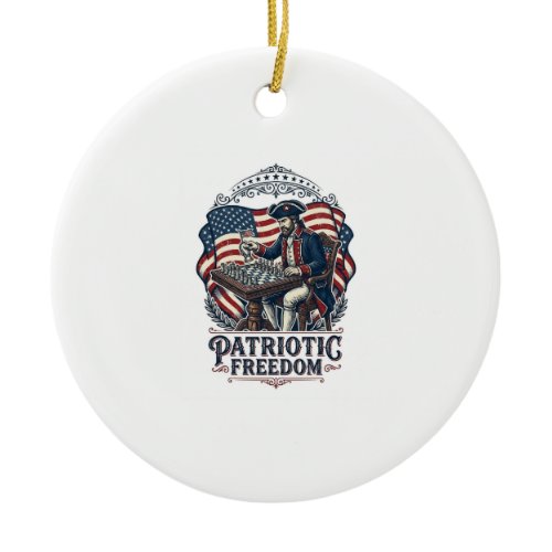 Patriotic Chess Player Vector Graphic Tee Ceramic Ornament