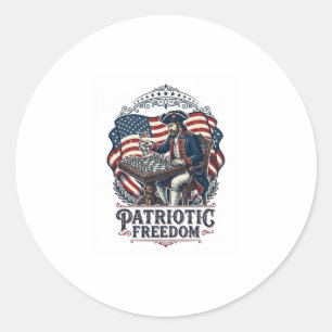 Patriotic Chess Player Vector Graphic Tee Classic Round Sticker