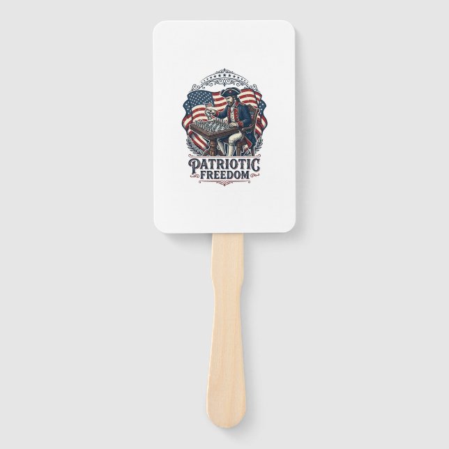 Patriotic Chess Player Vector Graphic Tee Hand Fan (Front)