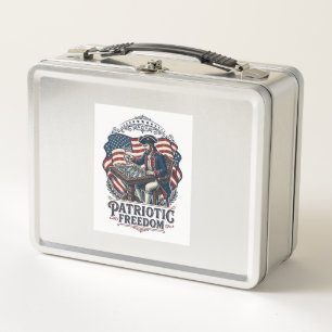 Patriotic Chess Player Vector Graphic Tee Metal Lunch Box