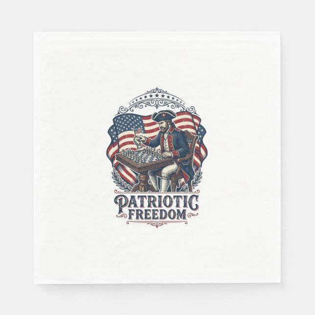 Patriotic Chess Player Vector Graphic Tee Napkins (Front)
