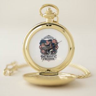 Patriotic Chess Player Vector Graphic Tee Pocket Watch