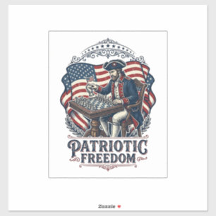 Patriotic Chess Player Vector Graphic Tee Sticker