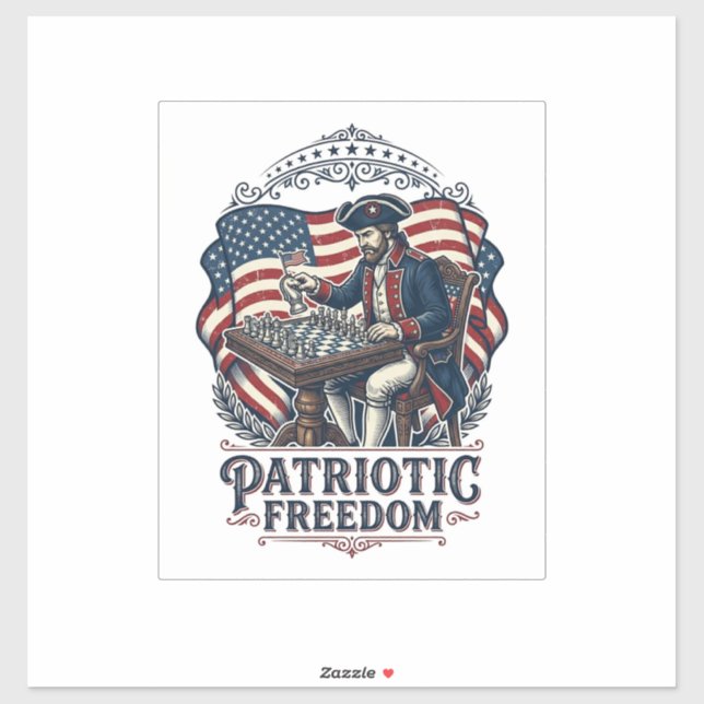 Patriotic Chess Player Vector Graphic Tee Sticker (Sheet)