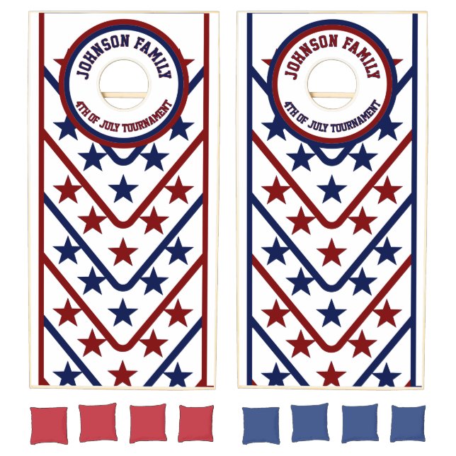 Patriotic Chevron Stars 4th of july Tournament  Cornhole Set (Set)