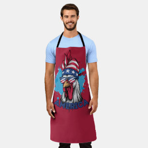 Patriotic Chicken in USA Bandana and Shades Apron