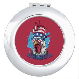 Patriotic Chicken in USA Bandana and Shades Compact Mirror