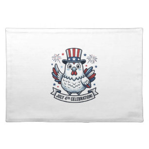 Patriotic Chicken July 4th Celebration T-Shirt Des Cloth Placemat