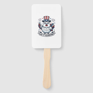 Patriotic Chicken July 4th Celebration T-Shirt Des Hand Fan