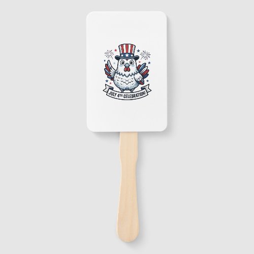 Patriotic Chicken July 4th Celebration T-Shirt Des Hand Fan