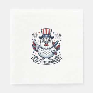 Patriotic Chicken July 4th Celebration T-Shirt Des Napkins