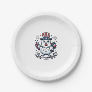 Patriotic Chicken July 4th Celebration T-Shirt Des Paper Plates